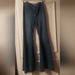 Free People We The Free Just Float On Extreme Flare Jeans - Blue Denim